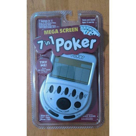 NEW Mega Screen 7 In 1 Poker Handheld Video Electronic Game NOS SEALED - Picture 1 of 2